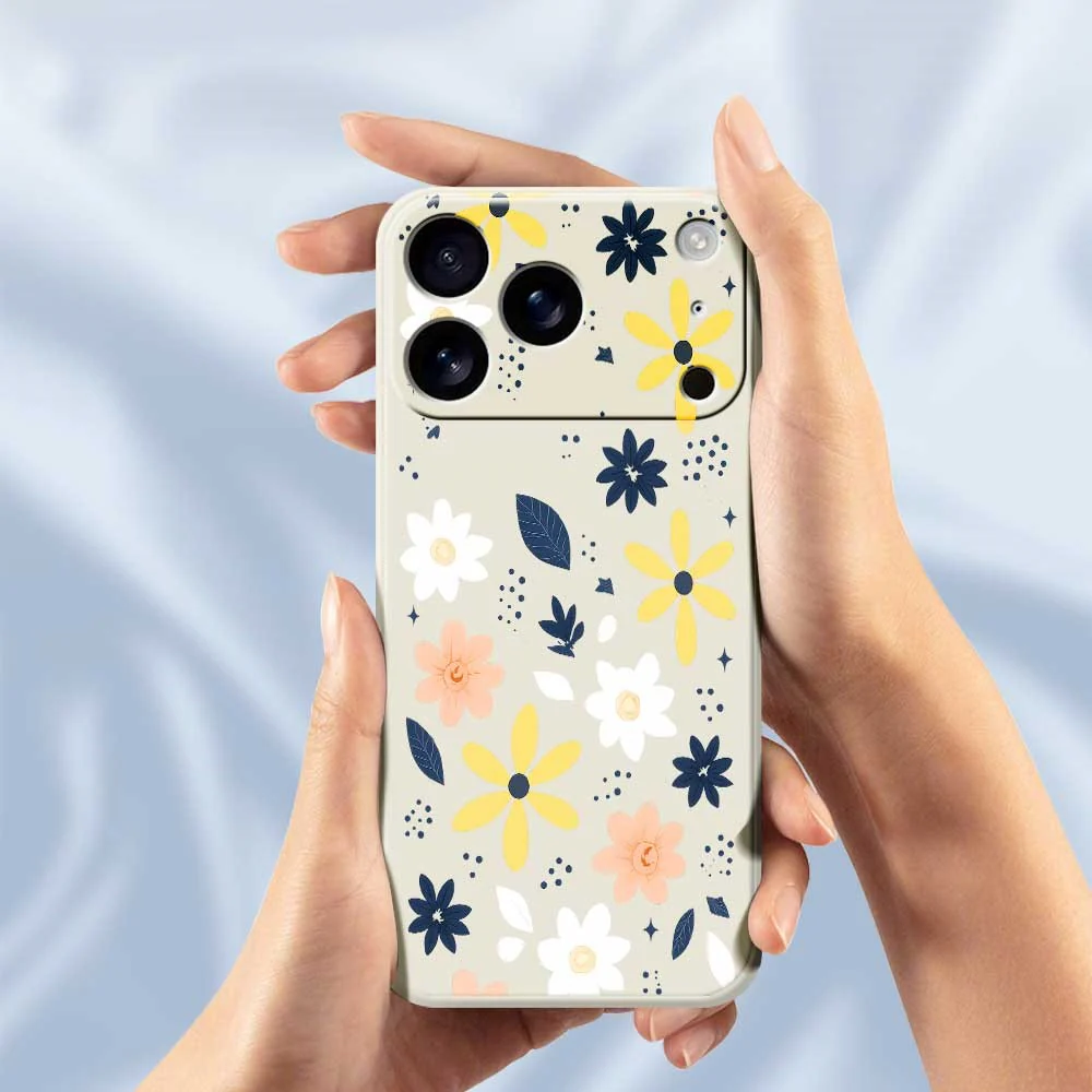 For iPhone 17 Pro Max Case Colorful Floral Blue Leaves Pattern Printing Straight Edge TPU Phone Back Cover - Purple - Image 6