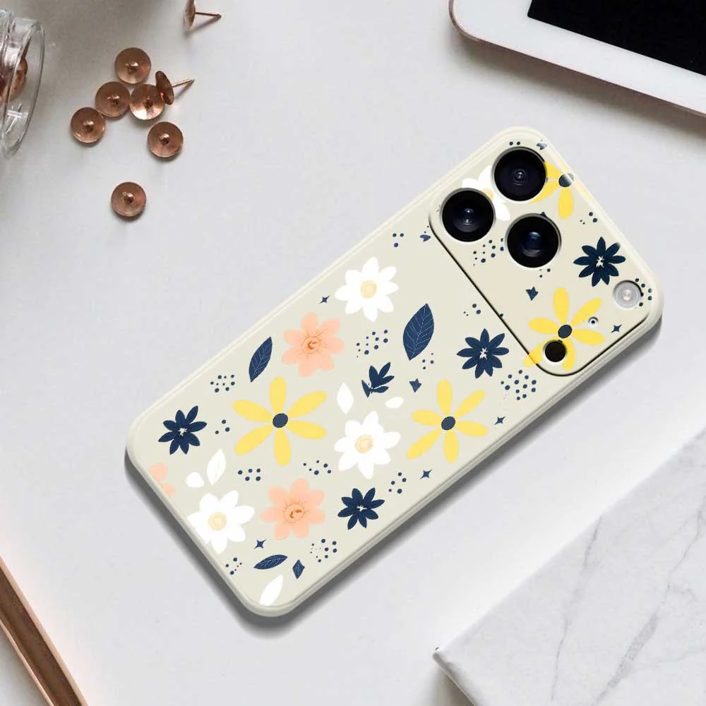 For iPhone 17 Pro Max Case Colorful Floral Blue Leaves Pattern Printing Straight Edge TPU Phone Back Cover - Purple - Image 8
