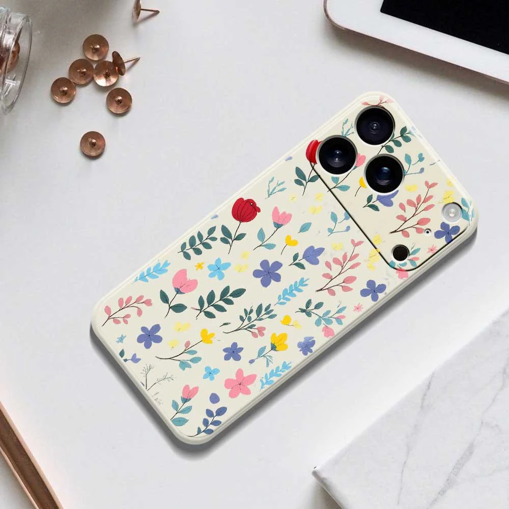 For iPhone 17 Pro Max Case Colorful Flower Branches Pattern Printing Straight Edge TPU Phone Back Cover - Black - Image 8