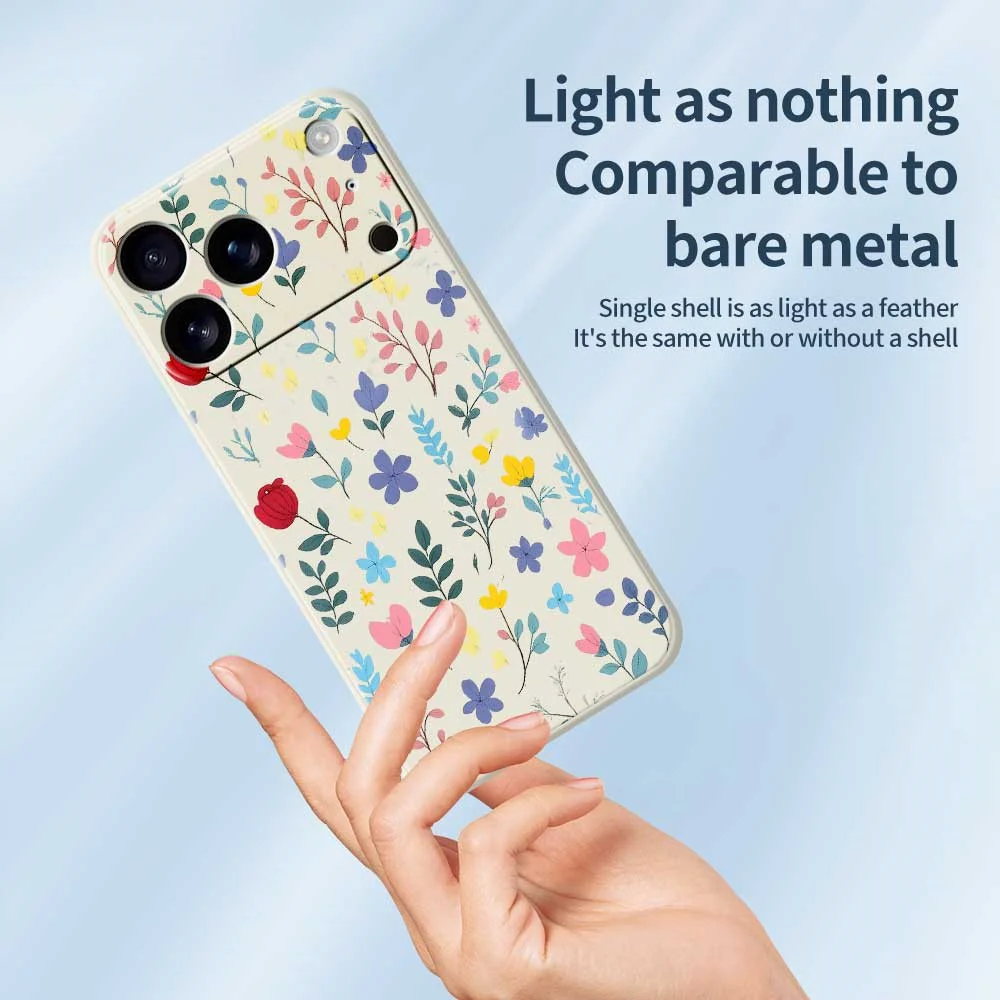 For iPhone 17 Pro Max Case Colorful Flower Branches Pattern Printing Straight Edge TPU Phone Back Cover - Green - Image 4