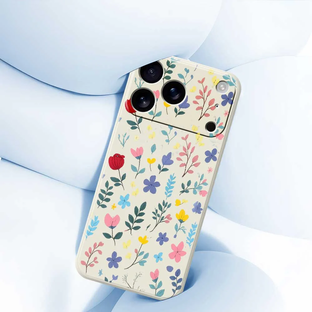 For iPhone 17 Pro Max Case Colorful Flower Branches Pattern Printing Straight Edge TPU Phone Back Cover - Green - Image 5