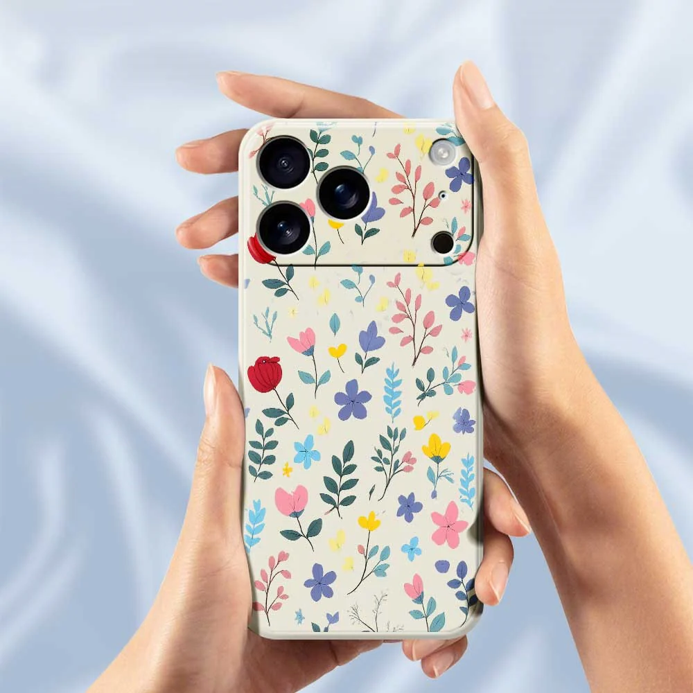 For iPhone 17 Pro Max Case Colorful Flower Branches Pattern Printing Straight Edge TPU Phone Back Cover - Green - Image 6