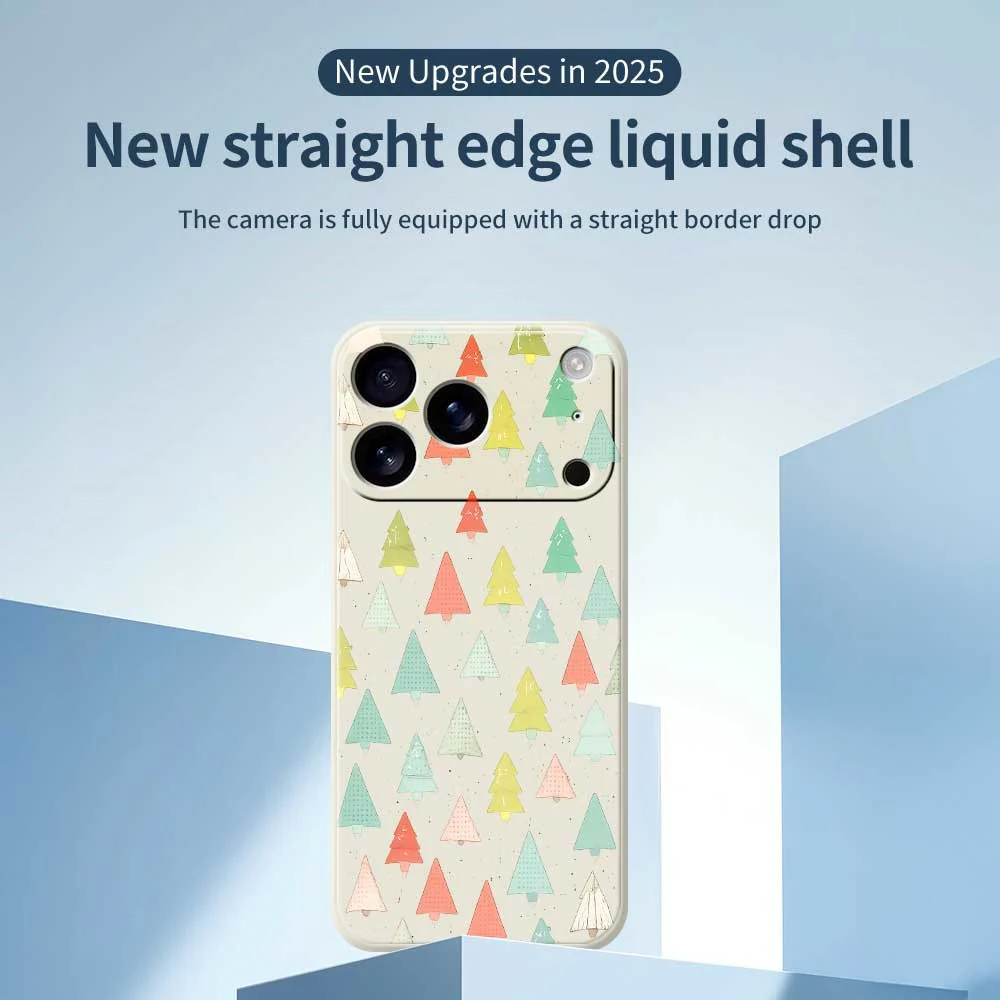 For iPhone 17 Pro Max Case Colorful Trees Pattern Printing Straight Edge TPU Phone Back Cover - Beige - Image 3