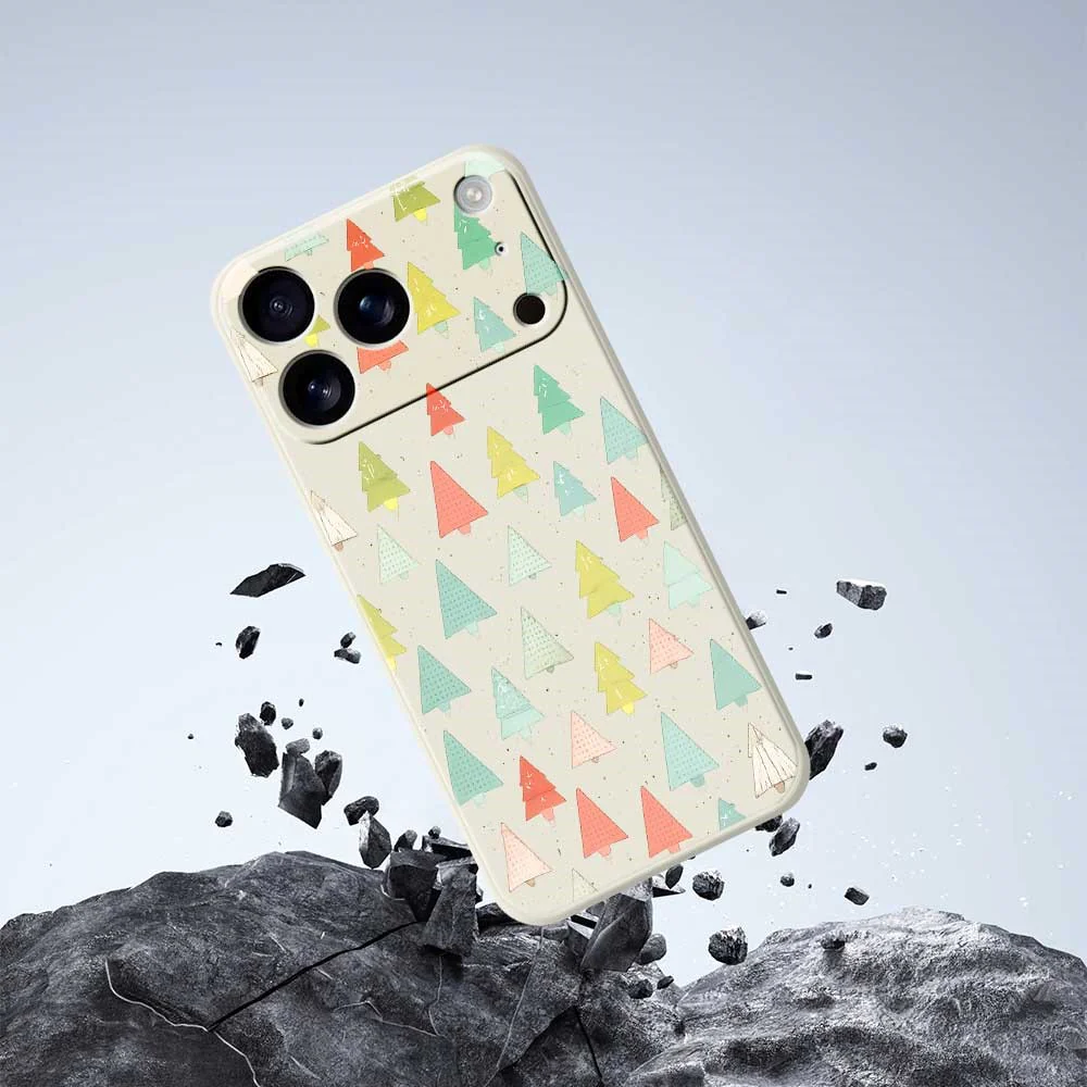 For iPhone 17 Pro Max Case Colorful Trees Pattern Printing Straight Edge TPU Phone Back Cover - Black - Image 7