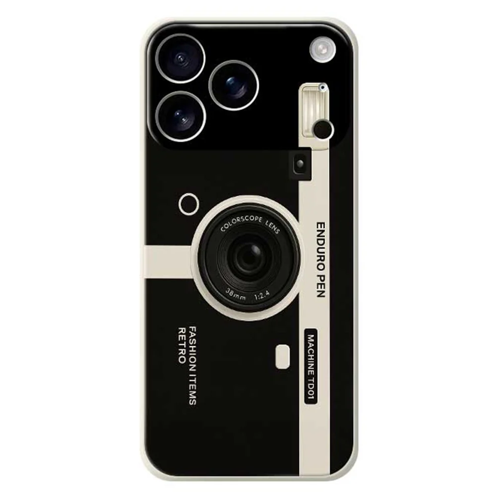 For iPhone 17 Pro Max Case Colorscope Lens Pattern Printing Straight Edge TPU Phone Back Cover - Beige
