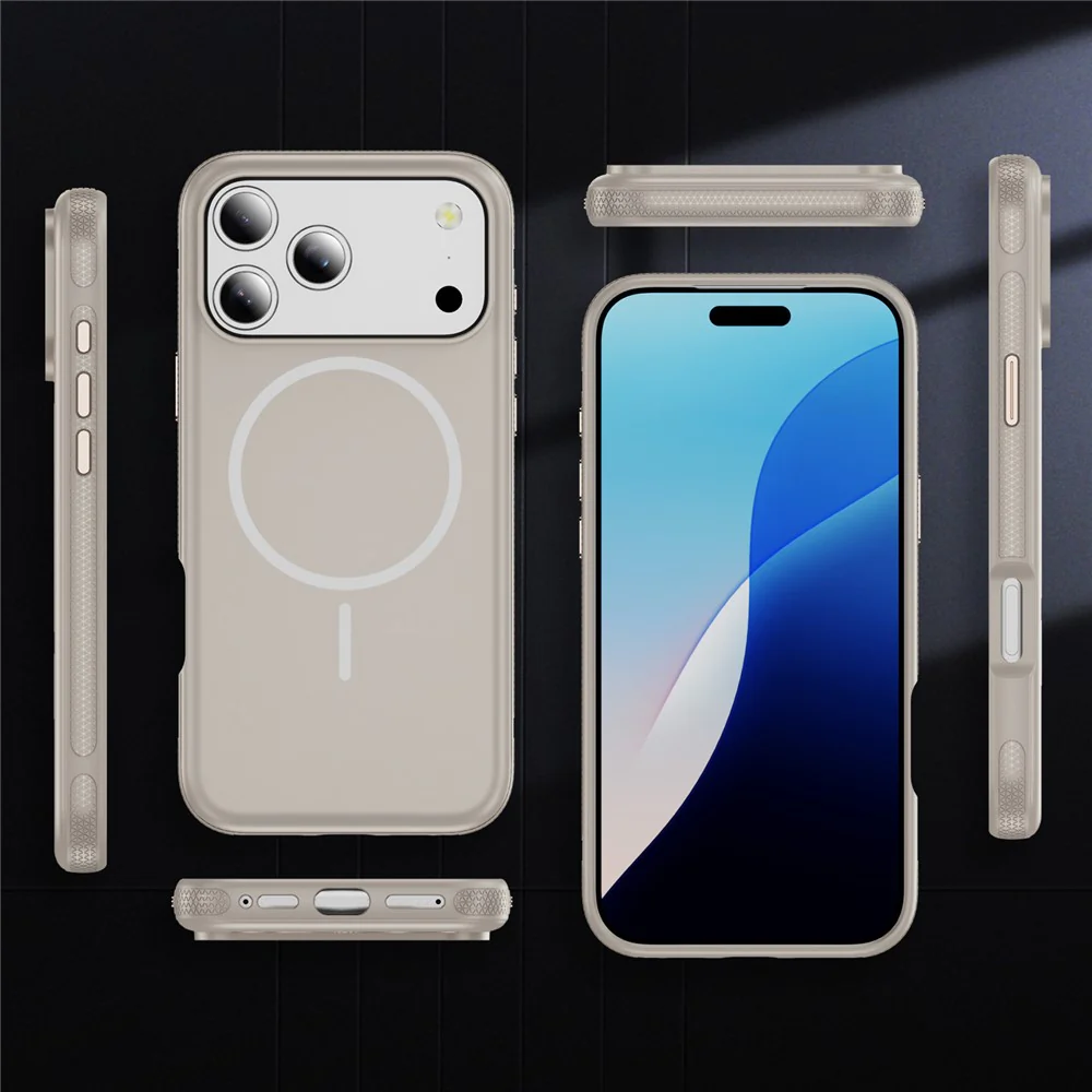 For iPhone 17 Pro Max Case Compatible with MagSafe 2.8mm PC + 2.2mm TPU Shockproof Hybrid Phone Cover - Grey - Image 5