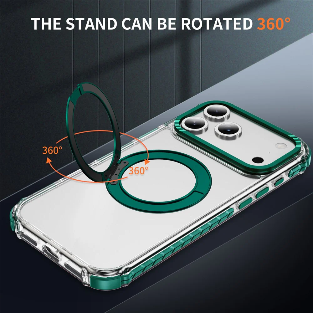 For iPhone 17 Pro Max Case Compatible with MagSafe Airbag Anti Drop TPU + PC Clear Phone Cover - Green - Image 2