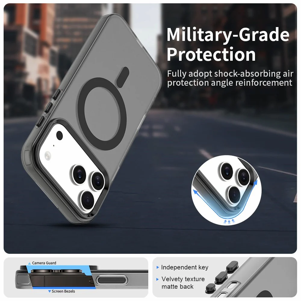 For iPhone 17 Pro Max Case Compatible with MagSafe Anti Drop Hybrid Phone Back Cover - Black - Image 4