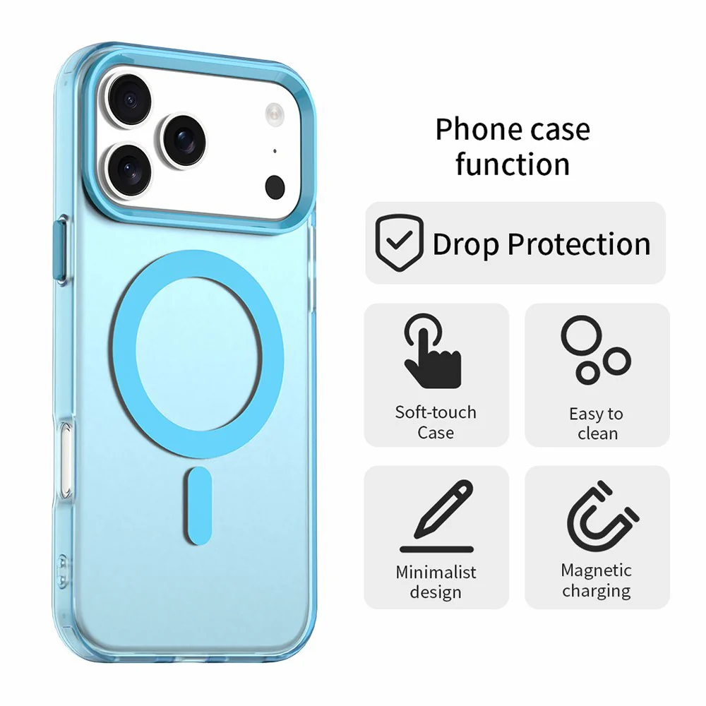 For iPhone 17 Pro Max Case Compatible with MagSafe Anti Drop Hybrid Phone Back Cover - Blue - Image 2
