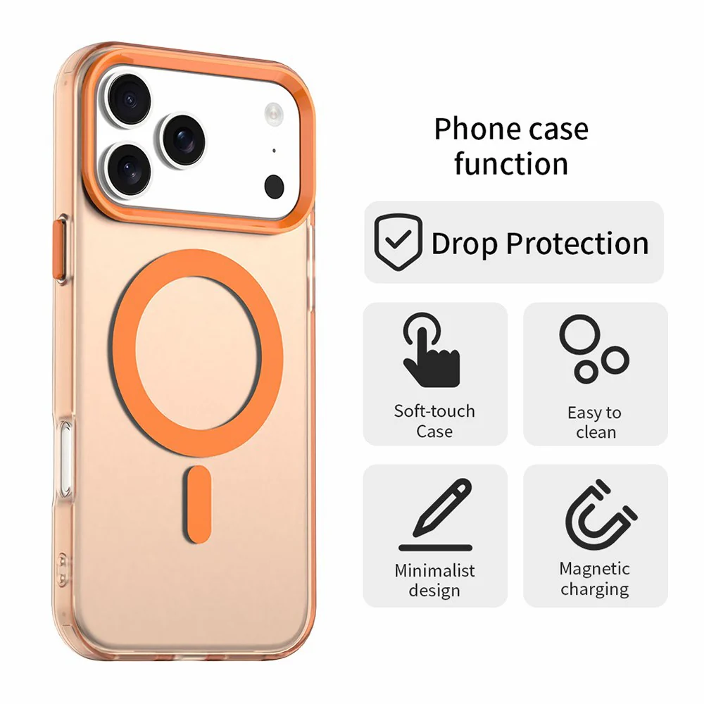 For iPhone 17 Pro Max Case Compatible with MagSafe Anti Drop Hybrid Phone Back Cover - Orange - Image 2