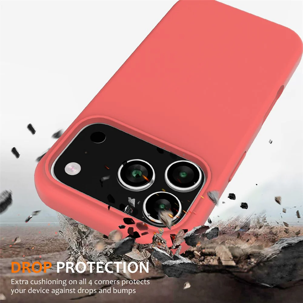 For iPhone 17 Pro Max Case Compatible with MagSafe Anti-Drop Liquid Silicone Phone Cover - Hot Pink - Image 2