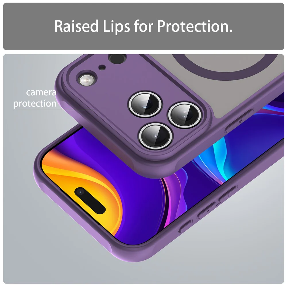 For iPhone 17 Pro Max Case Compatible with MagSafe Anti Drop PC + TPU Phone Cover - Purple - Image 5