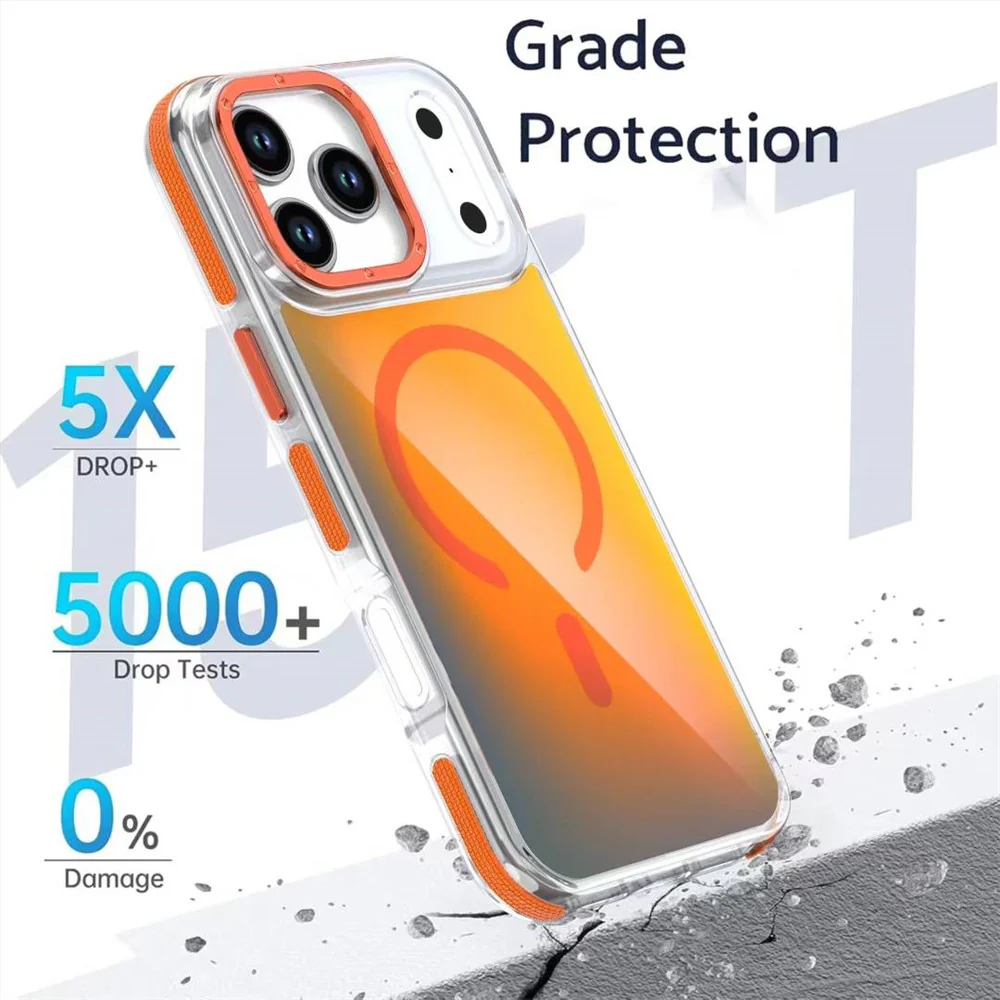 For iPhone 17 Pro Max Case Compatible with MagSafe Color Changing TPU Acrylic Phone Back Cover - Black - Image 2