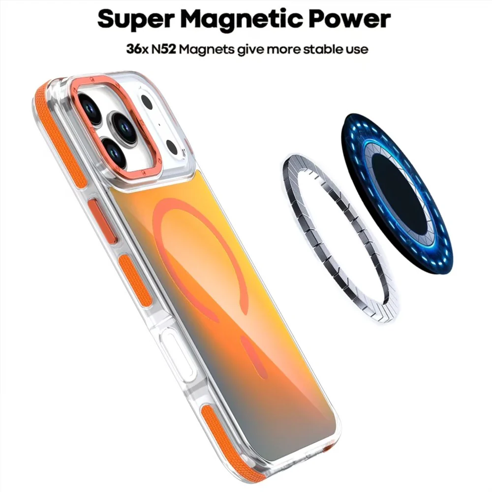 For iPhone 17 Pro Max Case Compatible with MagSafe Color Changing TPU Acrylic Phone Back Cover - Black - Image 3