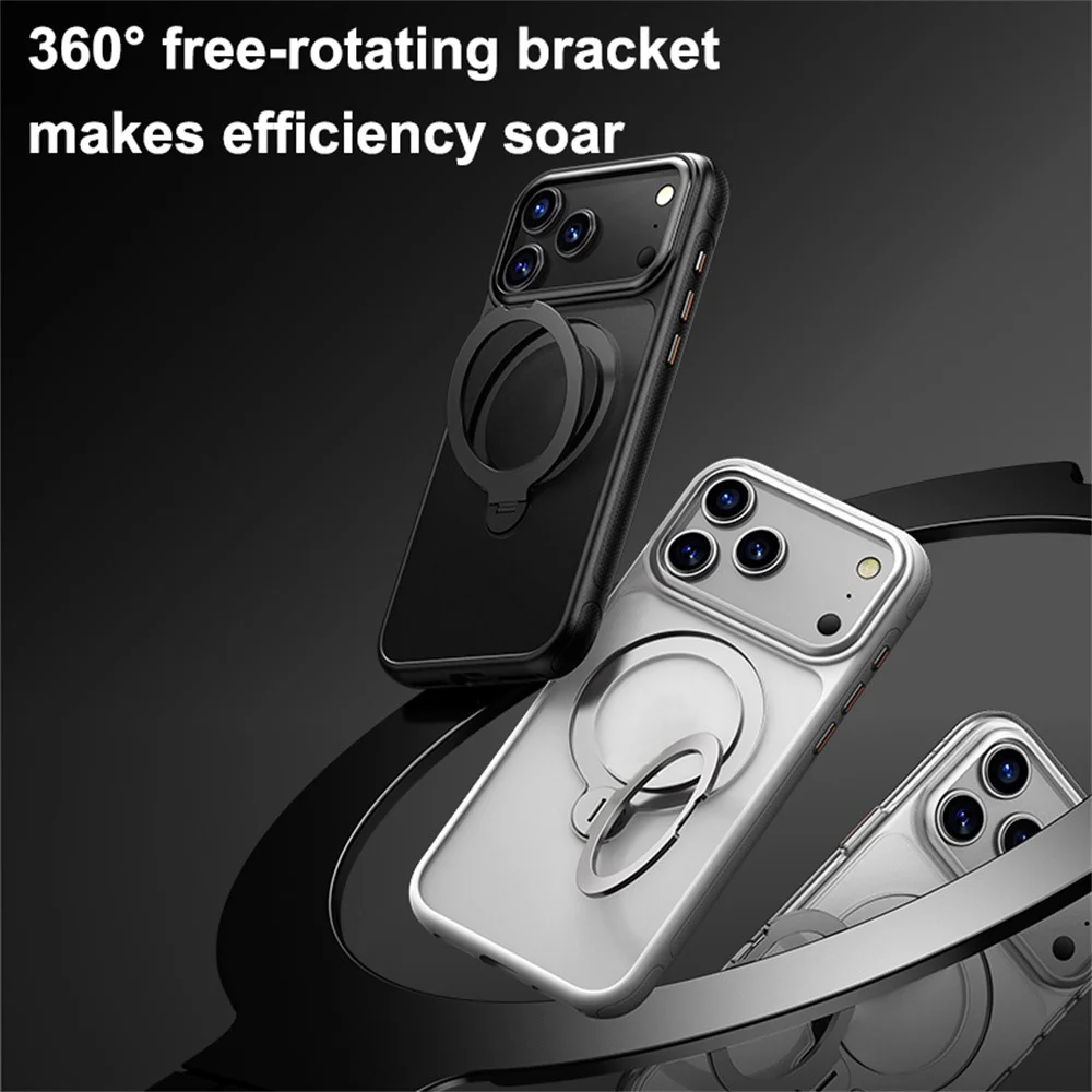 For iPhone 17 Pro Max Case Compatible with MagSafe Drop Proof TPU PC Kickstand Phone Cover - White - Image 4