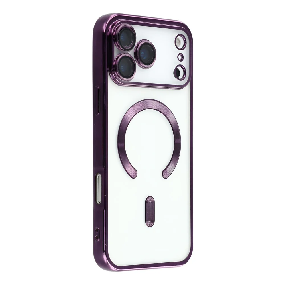 For iPhone 17 Pro Max Case Compatible with MagSafe Electroplated TPU Phone Cover with Lens Film - Purple