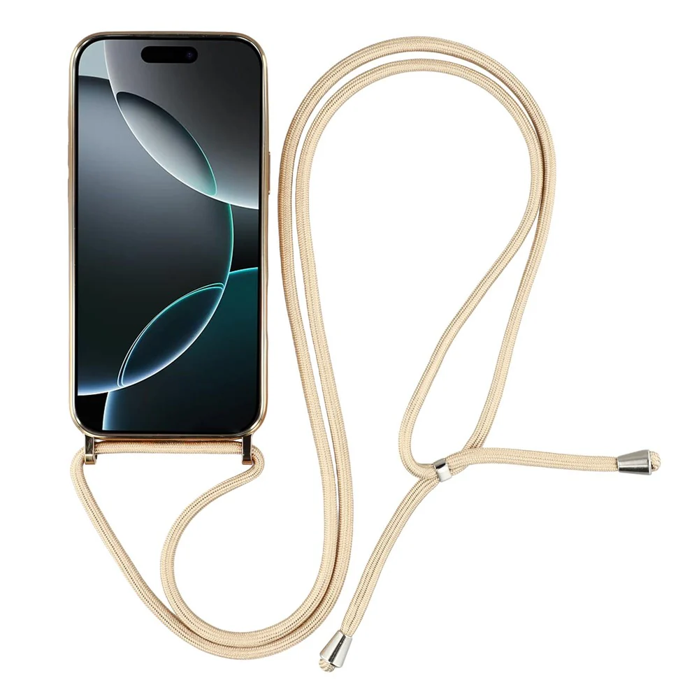 For iPhone 17 Pro Max Case Compatible with MagSafe Electroplating Edge TPU Phone Cover with Screen Film / Shoulder Strap - Gold - Image 2