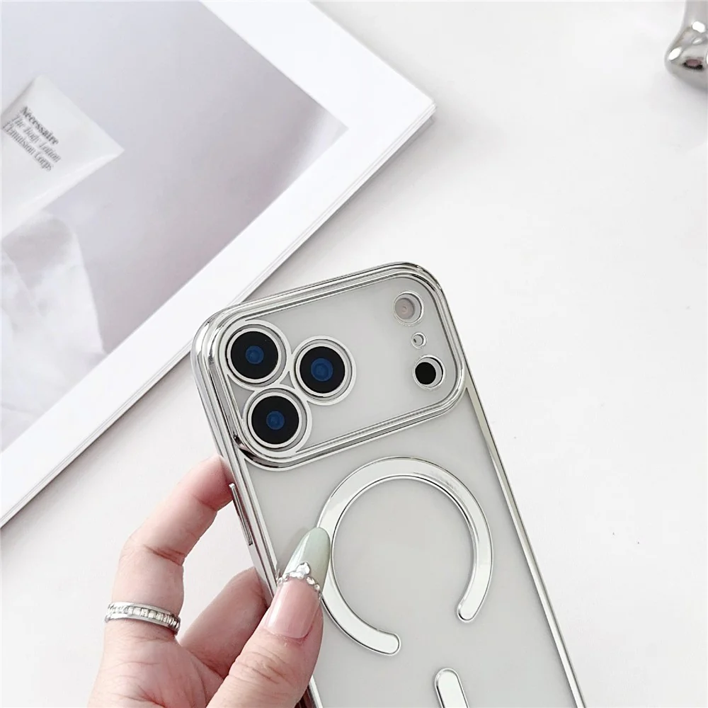 For iPhone 17 Pro Max Case Compatible with MagSafe Electroplating TPU Phone Cover with Long Lanyard - Gold - Image 4