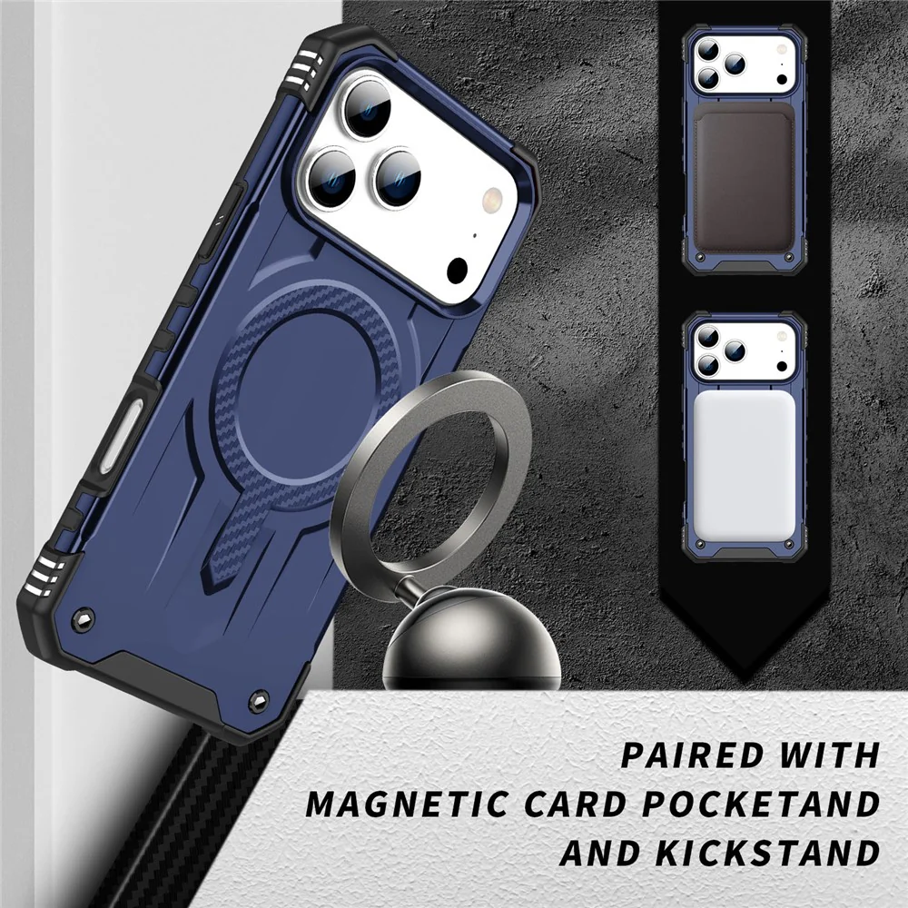 For iPhone 17 Pro Max Case Compatible with MagSafe Four Corner Airbags PC + TPU Phone Cover - Blue - Image 5