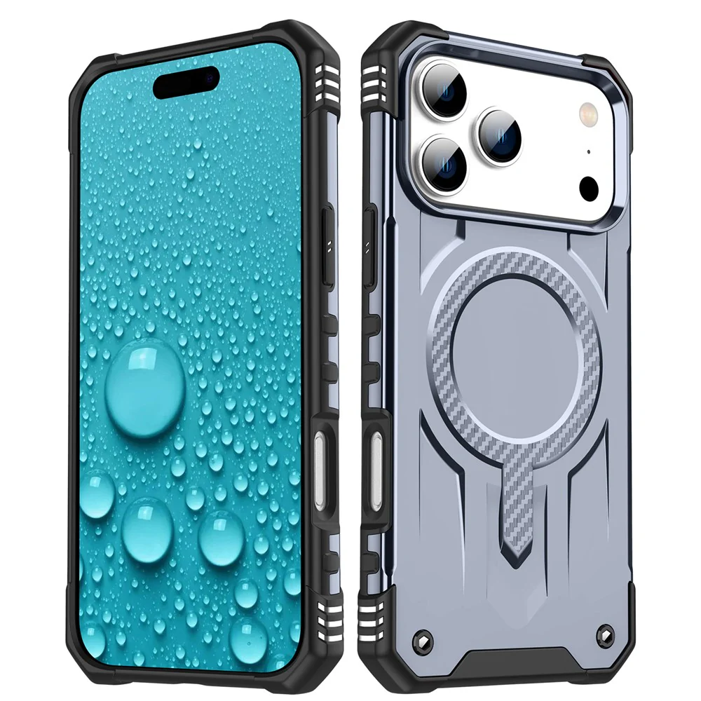 For iPhone 17 Pro Max Case Compatible with MagSafe Four Corner Airbags PC + TPU Phone Cover - Grey