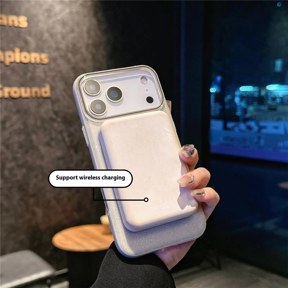 For iPhone 17 Pro Max Case Compatible with MagSafe Glitter Design IMD TPU + PC Phone Back Cover - Grey - Image 2