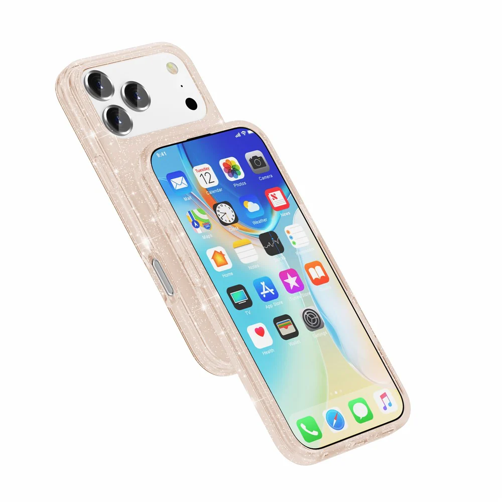 For iPhone 17 Pro Max Case Compatible with MagSafe Glitter Powder PC + TPU Phone Cover - Gold - Image 8