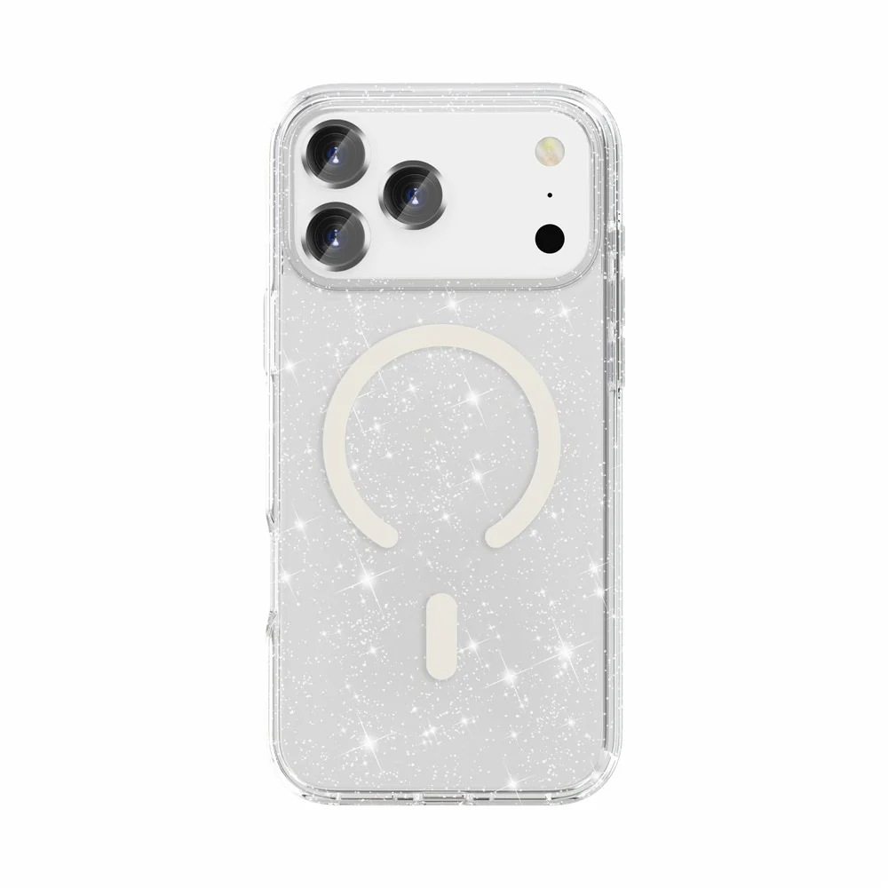 For iPhone 17 Pro Max Case Compatible with MagSafe Glitter Powder PC + TPU Phone Cover - White - Image 6
