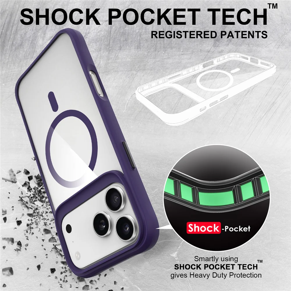 For iPhone 17 Pro Max Case Compatible with MagSafe Hybrid Hard PC Soft TPU Shockproof Phone Cover - Purple - Image 4