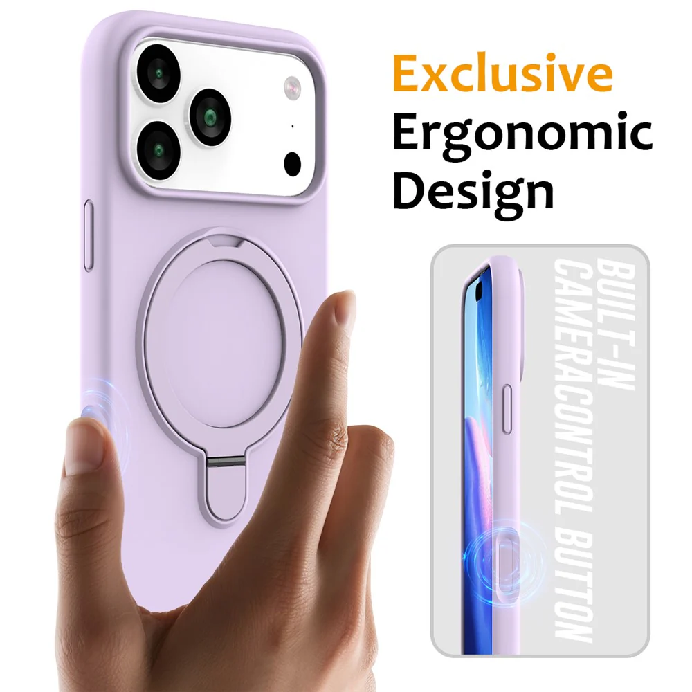 For iPhone 17 Pro Max Case Compatible with MagSafe Kickstand PC + Silicone Phone Cover - Purple - Image 2