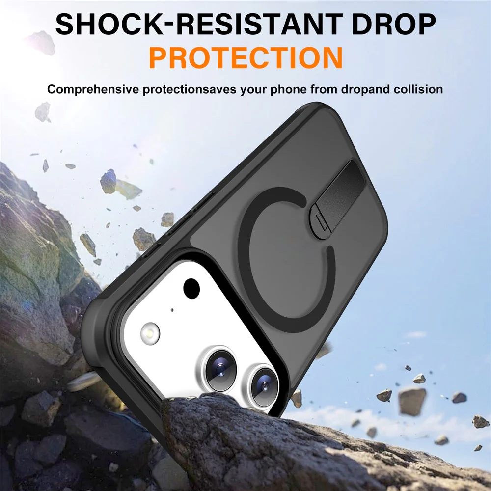 For iPhone 17 Pro Max Case Compatible with MagSafe Kickstand TPU + PC Drop Protection Phone Cover - Black - Image 3