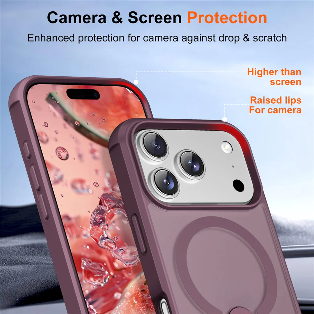 For iPhone 17 Pro Max Case Compatible with MagSafe Kickstand TPU + PC Drop Protection Phone Cover - Wine Red - Image 5