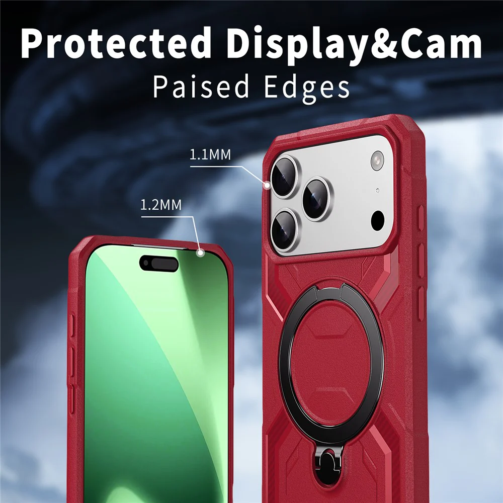 For iPhone 17 Pro Max Case Compatible with MagSafe Kickstand TPU + PC Phone Cover - Red - Image 5