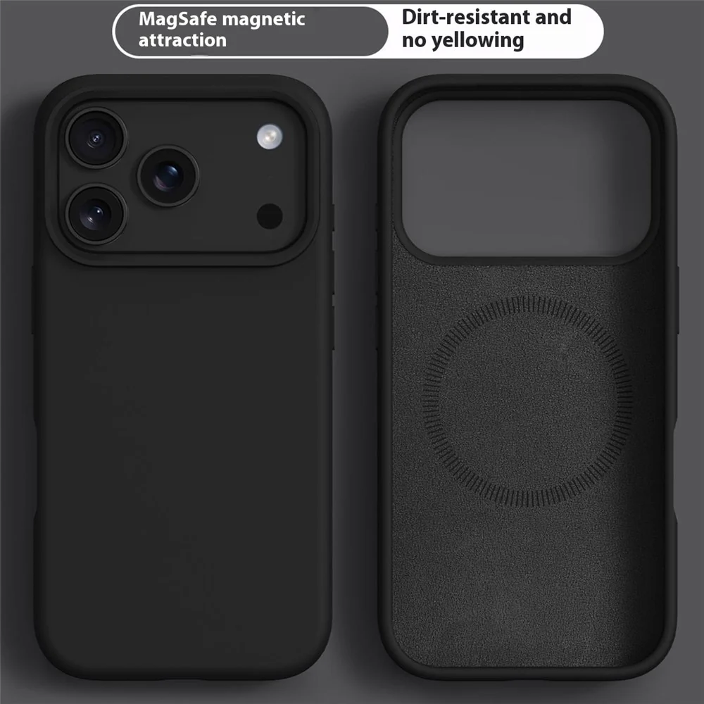 For iPhone 17 Pro Max Case Compatible with MagSafe Liquid Silicone + PC Phone Cover - Black - Image 2