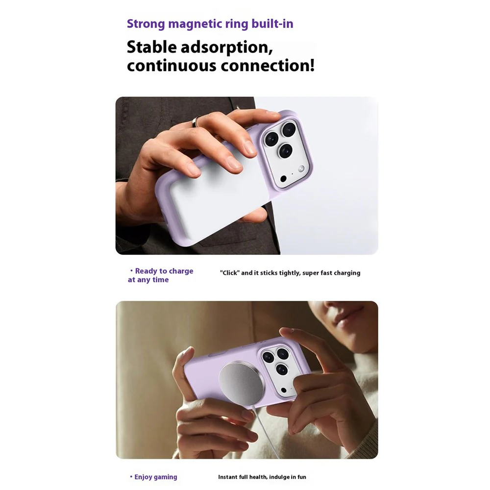 For iPhone 17 Pro Max Case Compatible with MagSafe Liquid Silicone + PC Phone Cover - Pink - Image 8