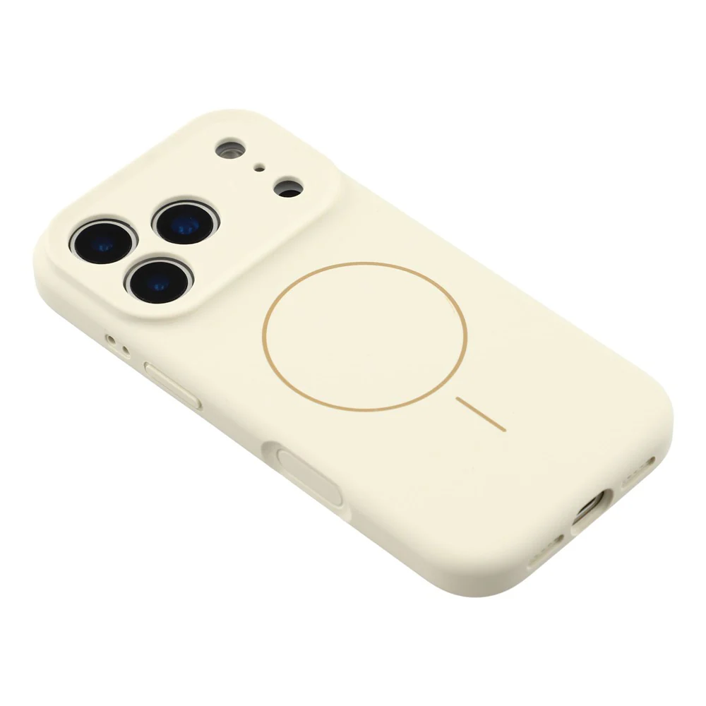 For iPhone 17 Pro Max Case Compatible with MagSafe Liquid Silicone + PC Phone Cover with Camera Touch Control Button - Antique White - Image 4
