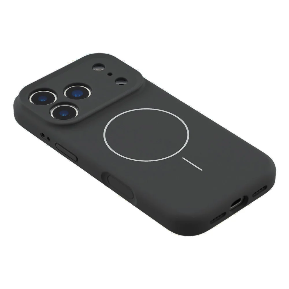 For iPhone 17 Pro Max Case Compatible with MagSafe Liquid Silicone + PC Phone Cover with Camera Touch Control Button - Black - Image 5