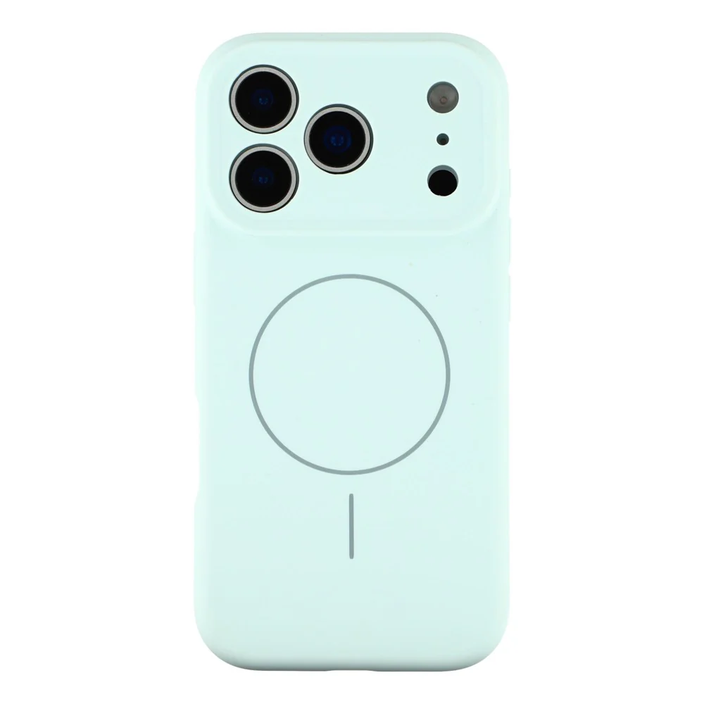For iPhone 17 Pro Max Case Compatible with MagSafe Liquid Silicone + PC Phone Cover with Camera Touch Control Button - Light Green - Image 3
