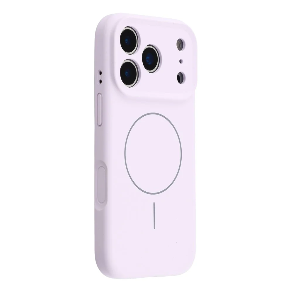For iPhone 17 Pro Max Case Compatible with MagSafe Liquid Silicone + PC Phone Cover with Camera Touch Control Button - Light Purple