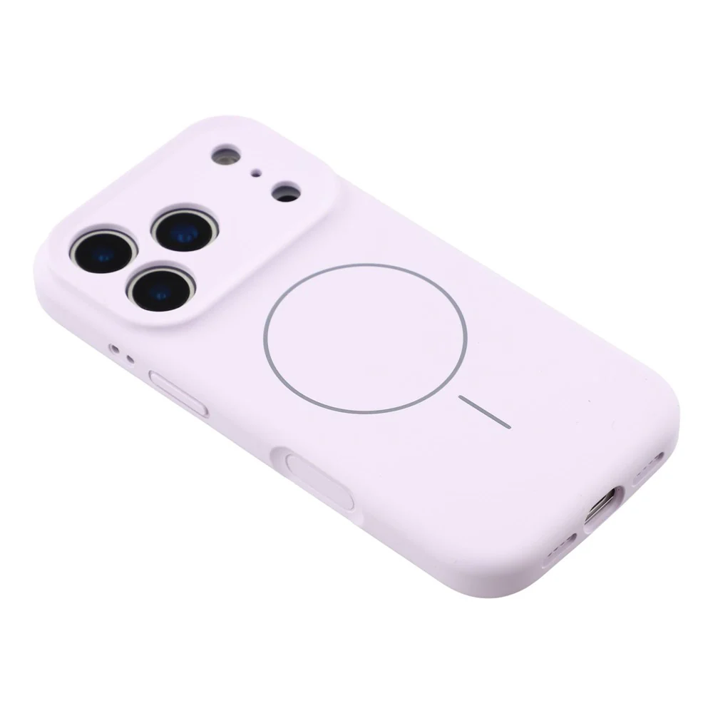 For iPhone 17 Pro Max Case Compatible with MagSafe Liquid Silicone + PC Phone Cover with Camera Touch Control Button - Light Purple - Image 4