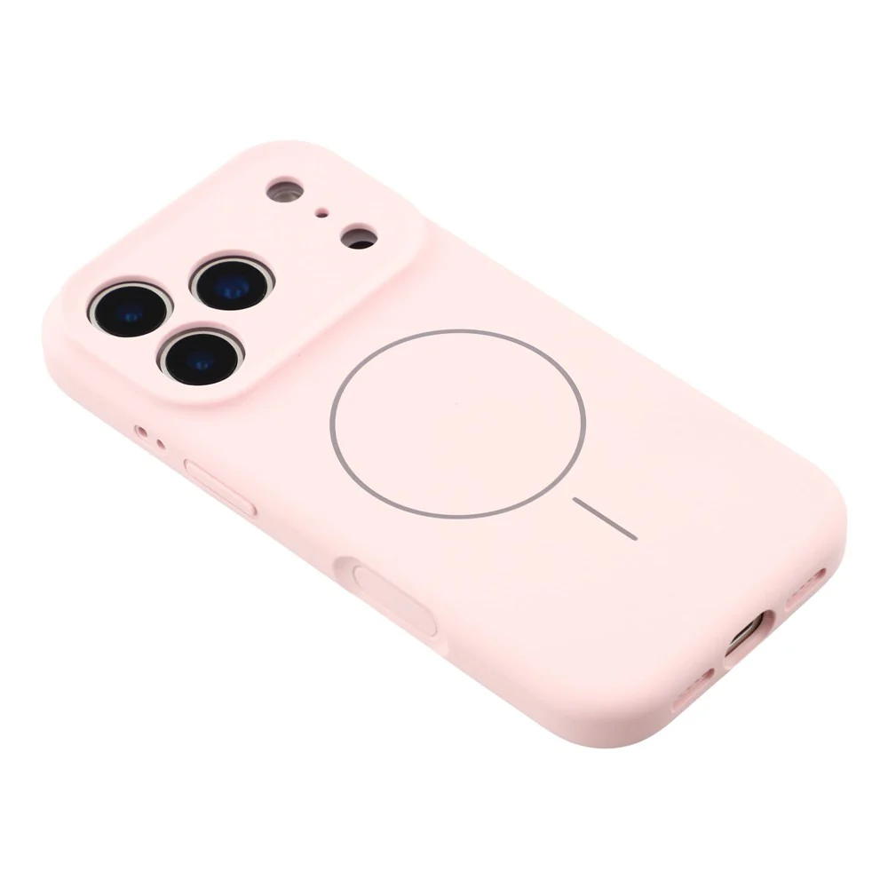 For iPhone 17 Pro Max Case Compatible with MagSafe Liquid Silicone + PC Phone Cover with Camera Touch Control Button - Pink - Image 4