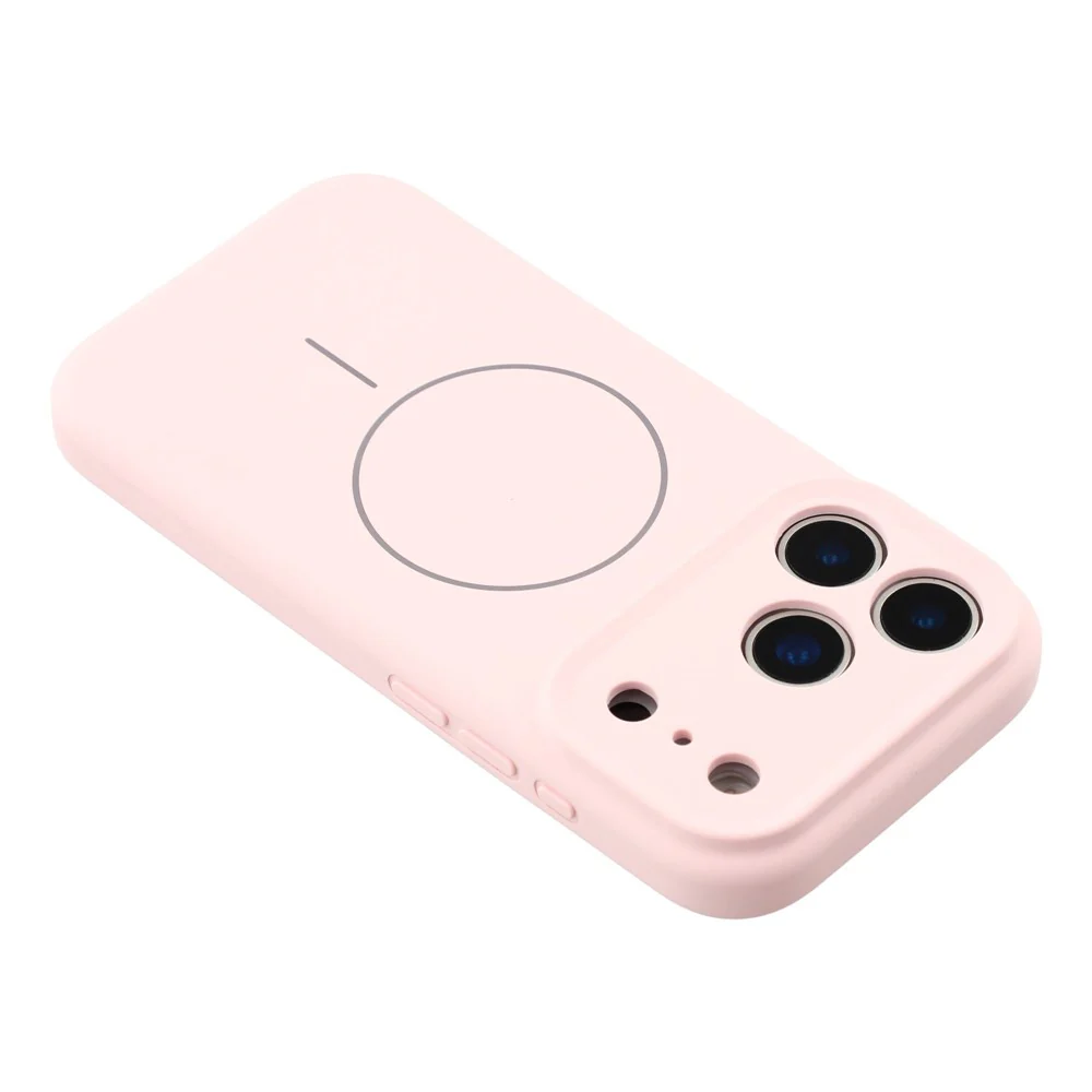For iPhone 17 Pro Max Case Compatible with MagSafe Liquid Silicone + PC Phone Cover with Camera Touch Control Button - Pink - Image 5