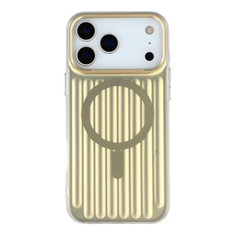 For iPhone 17 Pro Max Case Compatible with MagSafe Luggage Texture IMD TPU Phone Back Cover - Gold - Image 3