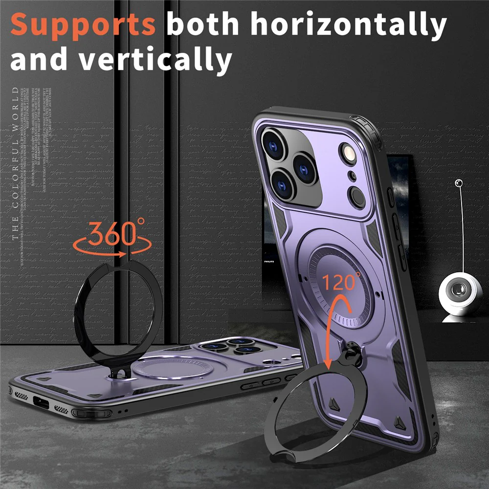For iPhone 17 Pro Max Case Compatible with MagSafe Military Protection PC + TPU Kickstand Phone Cover - Purple - Image 6