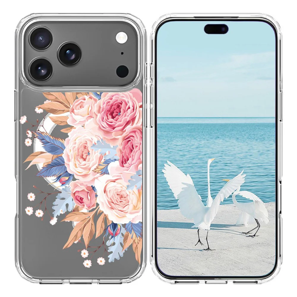 For iPhone 17 Pro Max Case Compatible with MagSafe Pattern Printing TPU PC Phone Back Cover - QHCX 012