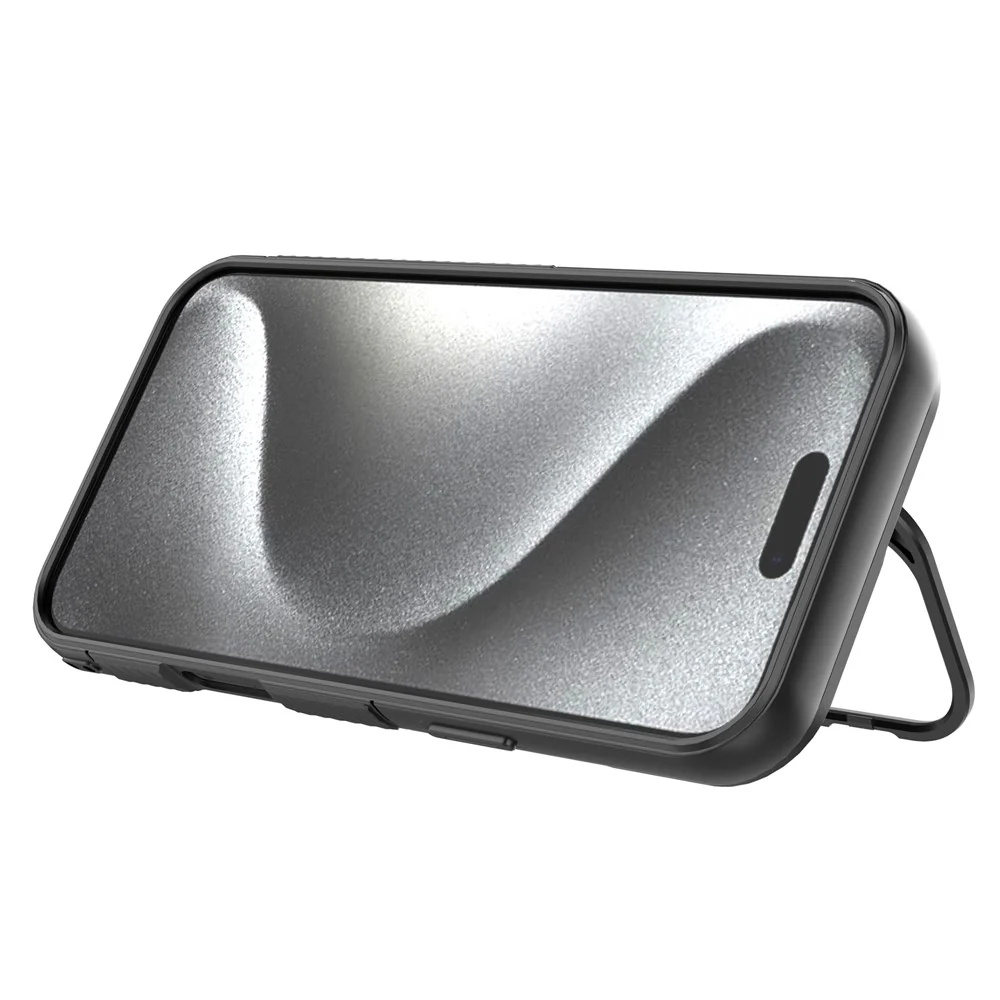 For iPhone 17 Pro Max Case Compatible with MagSafe PC Kickstand Ripple Texture TPU Phone Cover - Grey - Image 6