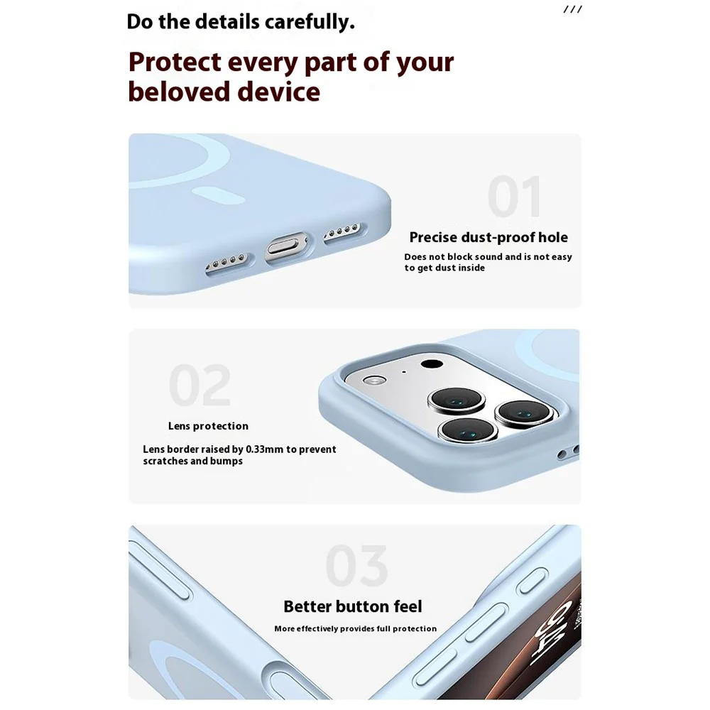 For iPhone 17 Pro Max Case Compatible with MagSafe PC + Liquid Silicone Phone Cover - Antique White - Image 6