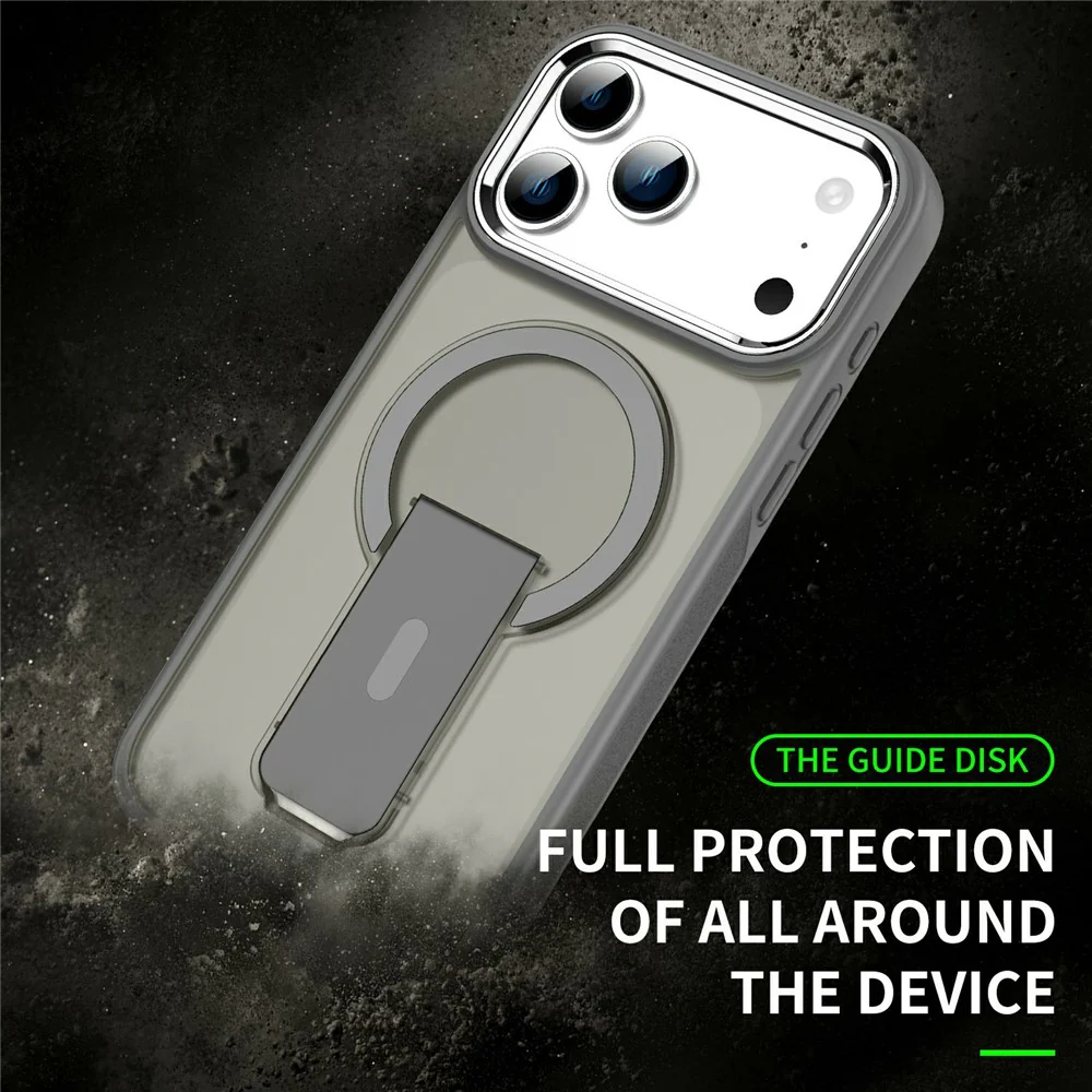 For iPhone 17 Pro Max Case Compatible with MagSafe PC + TPU Phone Cover with Kickstand - Titanium Gold - Image 2