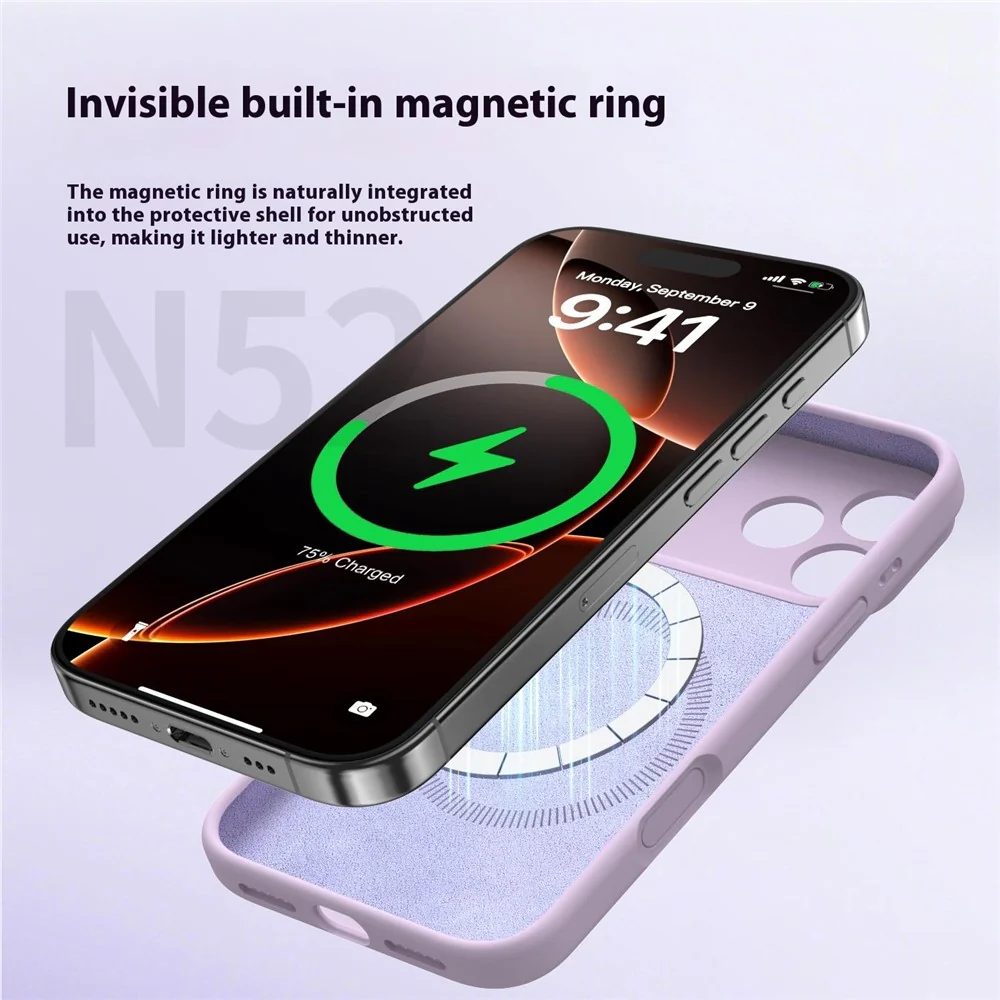 For iPhone 17 Pro Max Case Compatible with MagSafe Precise Cutouts Liquid Silicone Protective Back Cover - Light Purple - Image 4