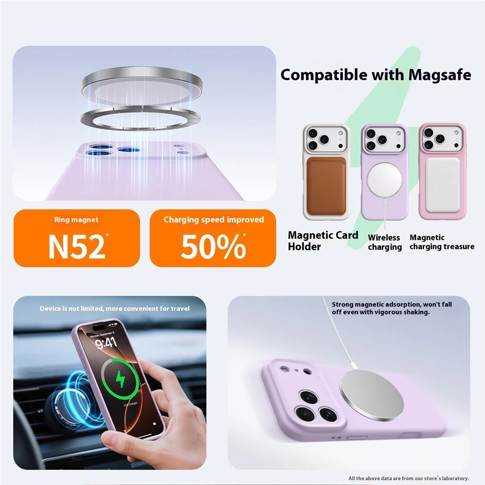 For iPhone 17 Pro Max Case Compatible with MagSafe Precise Cutouts Liquid Silicone Protective Back Cover - Pink - Image 5