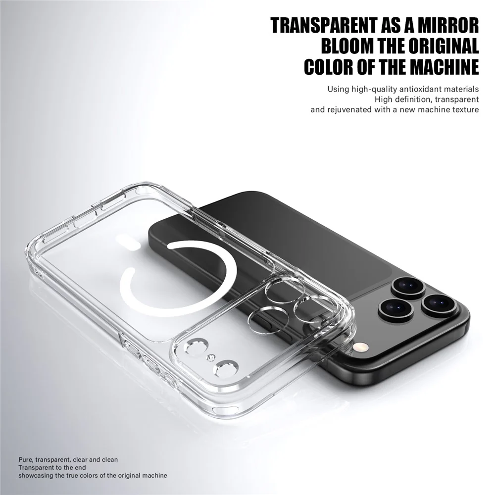 For iPhone 17 Pro Max Case Compatible with MagSafe Precise Cutouts TPU + PC Clear Phone Back Cover - Transparent - Image 3